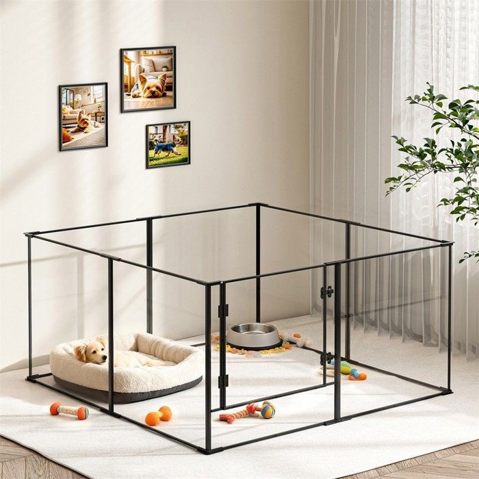 Parc pour Petits Animaux Enclos Lapin Intérieur Rongeur Chiot Cochon d'Inde - 6 Panneaux - 124x63x40cm