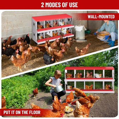Pondoir Poules Pondeuses 10 Compartiments, Poulailler en Acier Galvanisé, Récolte des Œufs Facilitée,  Pratique, Pied, Vert