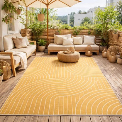 Tapis extérieur, kilim reversible 120x170 LYN2 U REVERSIBLE jaune et crème