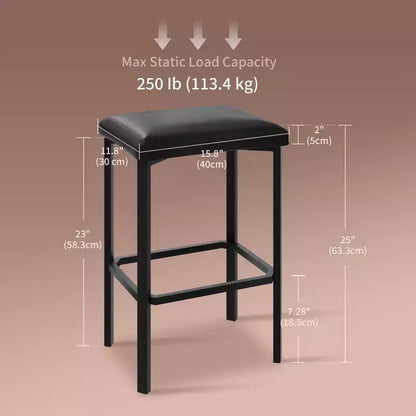 24 tabourets de bar avec revêtement en cuir PU de 5 cm d'épaisseur pour îlot de cuisine, comptoir de bar