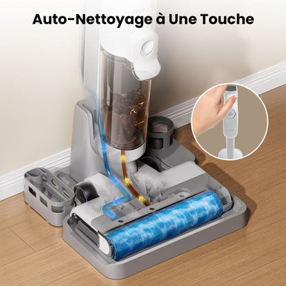 PROSCENIC F10 Ultra Aspirateur laveur sans fil -Sec/humide -Brosse à bord 0.7mm - Réservoir 1.3L -Ecran LED - Auto-nettoyage-60min