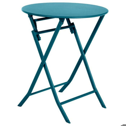 Table de jardin pliante ronde "Greensboro" vert olive 2 places en acier traité époxy - Hespéride