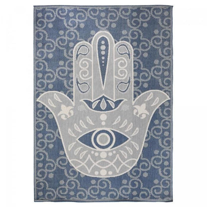 Tapis extérieur, kilim reversible 160x230 LYN2 L REVERSIBLE bleu et beige