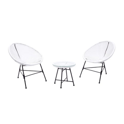 Acapulco : Ensemble 2 fauteuils oeuf + table basse gris clair
