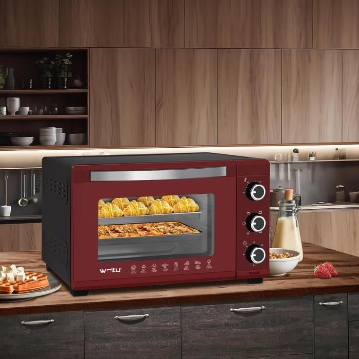 Mini four électrique WOLTU - 32L - 1600W - Blanc - Chaleur inférieure et supérieure - Minuterie 60 min