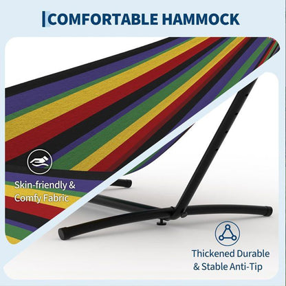 Hamac Double avec Support - 450 lbs, Toile Coton & Coussin Amovible - Pour Jardin, Intérieur/Extérieur, Vert
