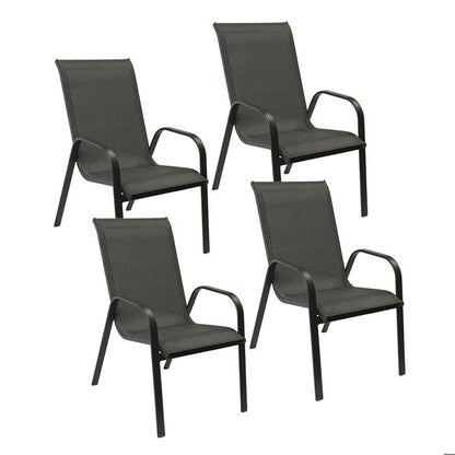 Lot de 4 chaises MARBELLA en textilène gris - aluminium gris anthracite