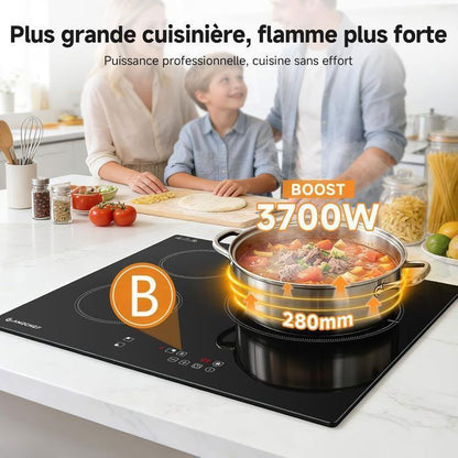 Table de cuisson 3 foyers AMZCHEF 9 niveaux de puissance 7400W avec 3 boosters Encastrable