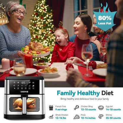 DEIME Air Fryer 6.5L+3.5L - Friteuse sans Huile 10L - Double cuve - 10 Programmes de cuisson - 2800W - Noir