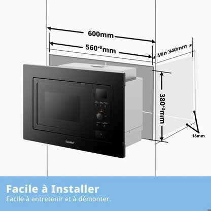 Micro-ondes encastrable COMFEE CBMAM820BJL-BK - 800W - L59,5 x H38,8 x P40 cm- 20L - Noir
