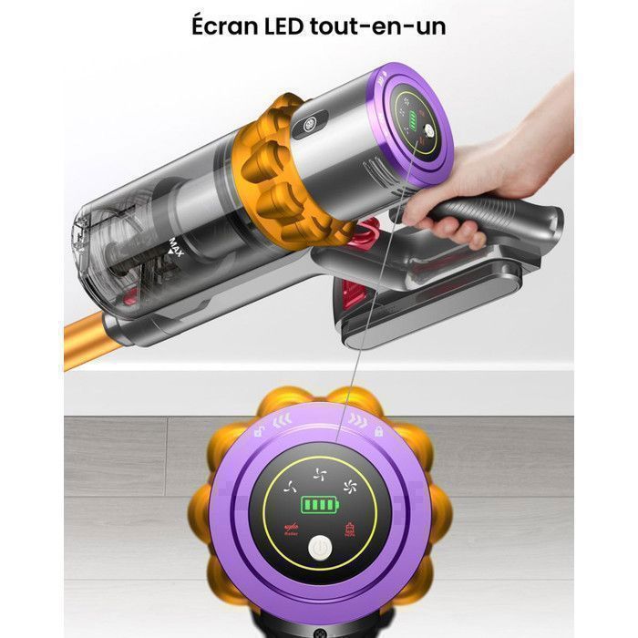 Aspirateur balai sans fil - YOIMOIMO - 70000 Pa - 650W - Autonomie 70 min