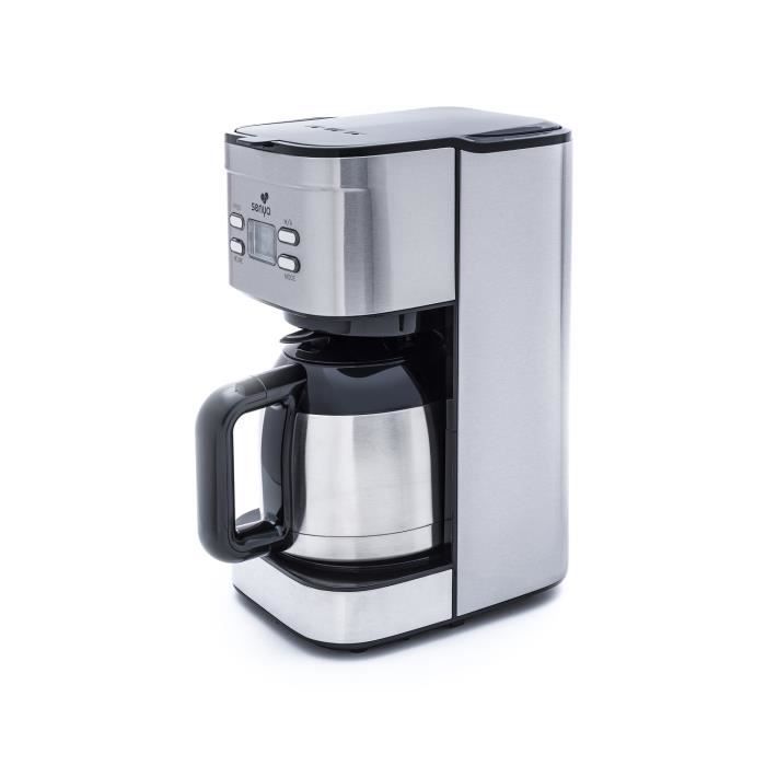 Cafetière électrique programmable SENYA 1,2L - Verseuse isotherme inox - Sélecteur d'arôme