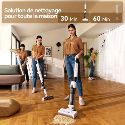 Aspirateur Laveur Sans Fil-JONR ED12 Pro,Aspirateur sans Fil 4 en 1,Autonettoyage 70°C,Séchage à air chaud 80°C,40 Mins (230 m²)