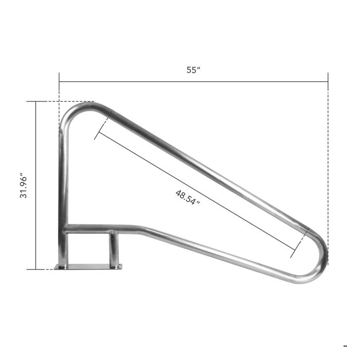 Rampe De Piscine 42.1x19.7in Aluminium Antidérapant, Barre Murale avec Embases, 100kg, Pour Piscine, Spa, Quai, Kit complet inclus