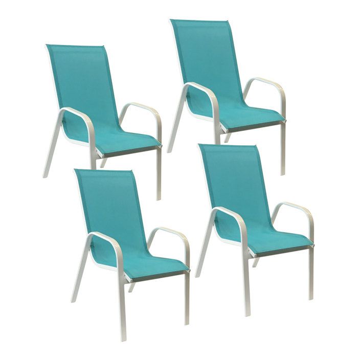 Lot de 4 chaises MARBELLA en textilène gris - aluminium gris anthracite