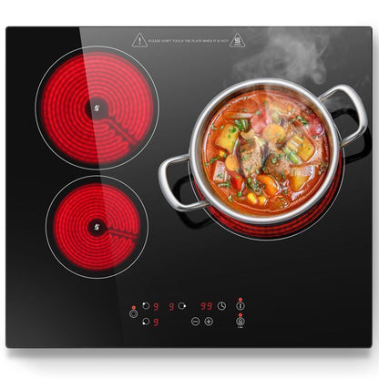 Plaque Vitrocéramique 4 Feux Encastrable,Sndoas 60cm Table de Cuisson,9 Niveaux de Puissance, Minuteur Intégré,6700W