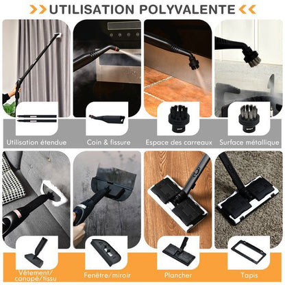 Nettoyeur Vapeur Polyvalent 2000W COSTWAY Punaises de Lit-Réservoir 1,5L,19 Accessoires 4,0 Bar-Voyant LED-108℃-Acariens Violet
