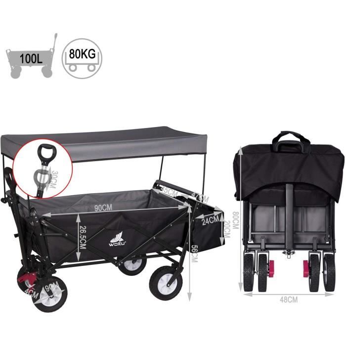 Chariot de manutention pliable WOLTU - capacité de charge 80kg - Anthracite