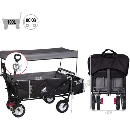 Chariot de manutention pliable WOLTU - capacité de charge 80kg - Anthracite
