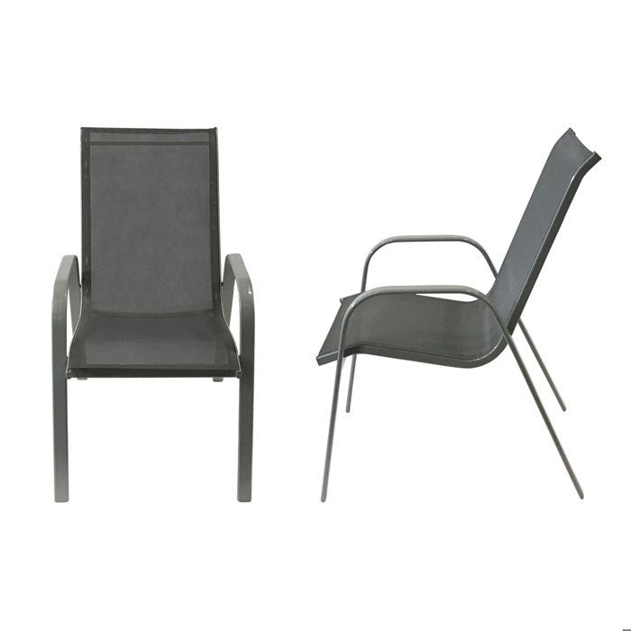 Lot de 4 chaises MARBELLA en textilène gris - aluminium gris anthracite