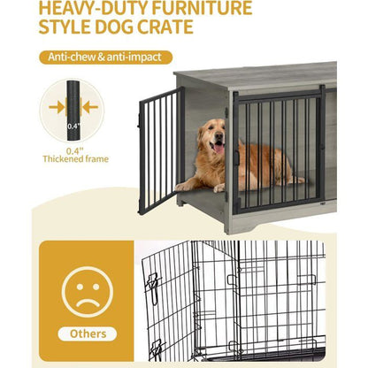 Cage pour Chien, 100 cm Meuble Cage Chien,avec Porte coulissante, 2 Portes, Niche Moderne pour Chiens, 100 x 60 x 68 cm, Noir