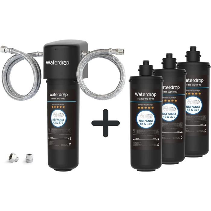 Waterdrop 10UB Système de Filtre à Eau Sous Évier avec Robinet Dédié, 11K Gallons de Filtration D'eau de Grande Capacité