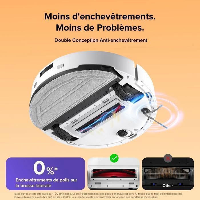Roborock Q10 S5 Set  Aspirateur Robot 10000 Pa Aspiration, Anti-emmêlement,Levage des Serpillères de 8 mm, Évitement