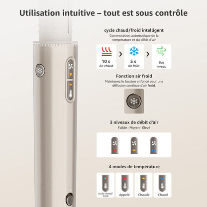 Brosse Soufflante Multifonction à haute vitesse 7 en 1 1400W | Ionique & NTC | Lisseur & Boucleur Auto | 12 Modes | Or Champagne