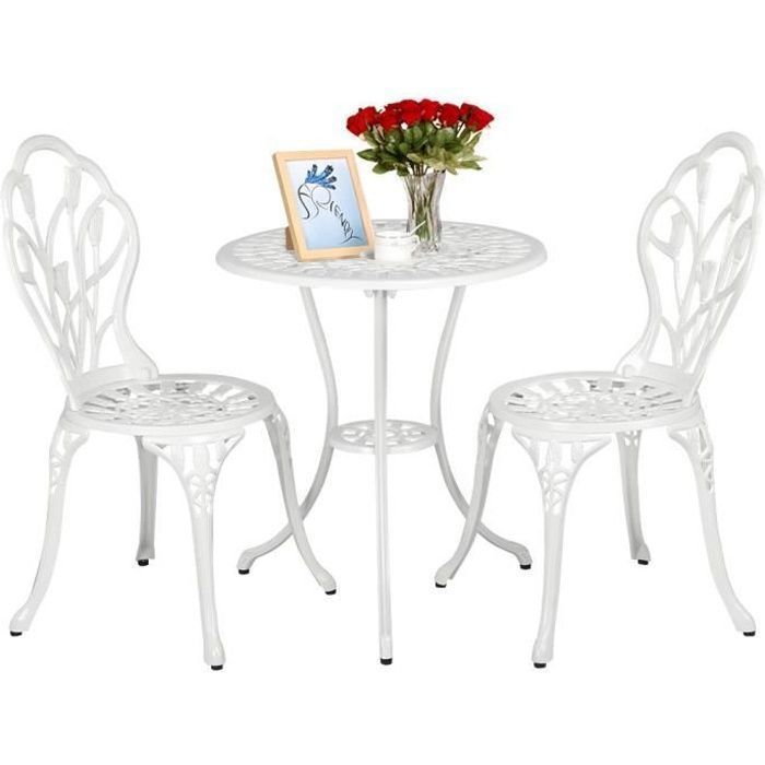 Ensemble Salon de Jardin Balcon Bistro - Yaheetech - Table 59x67 cm - Chaise 44x85,5 cm - Alliage d'aluminium