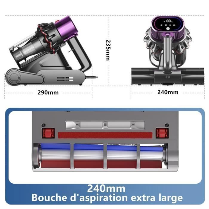 KENLUMO Matelas aspirateur Anti acariens,500W,15 Kpa,élimination de 99,9% des allergènes,lampe U-V,ultrasons, pour Lit,Canapé,tapis