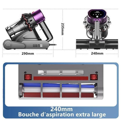 KENLUMO Matelas aspirateur Anti acariens,500W,15 Kpa,élimination de 99,9% des allergènes,lampe U-V,ultrasons, pour Lit,Canapé,tapis