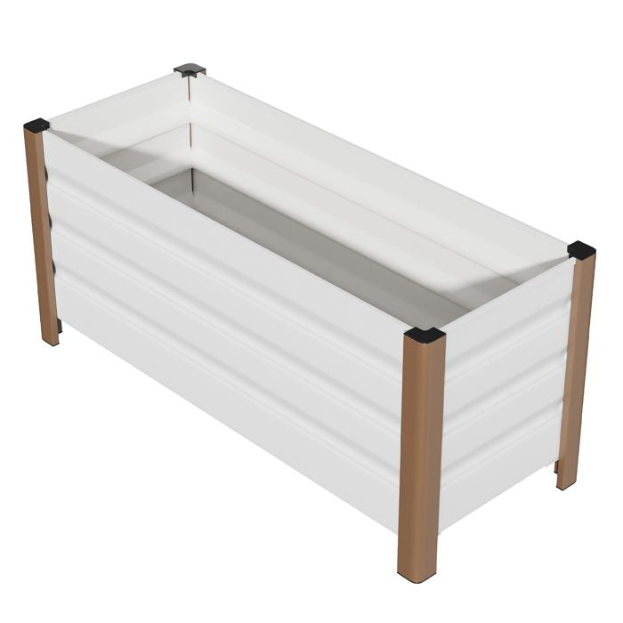 Bac de jardin surélevé en aluminium 120*60*40cm – Anti-rouille, fond ouvert, coins arrondis, Gris, 1pc