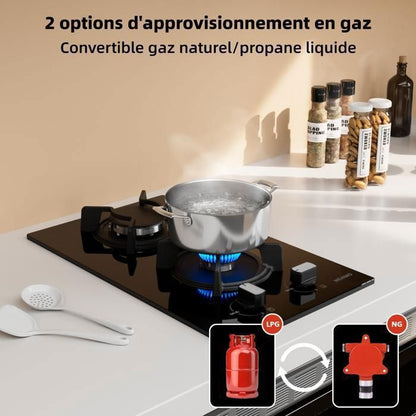 Plaque de Cuisson Gaz - WEHIMO - 4 Feux - Inox - Encastrable - L59 x P51 cm
