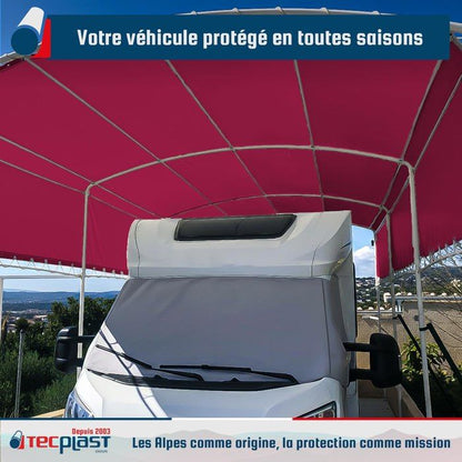 TECPLAST Bâche pour Carport 3x6 m LP506CP Beige foncé - Garantie 5 ans - Toile PVC étanche pour abri de voiture