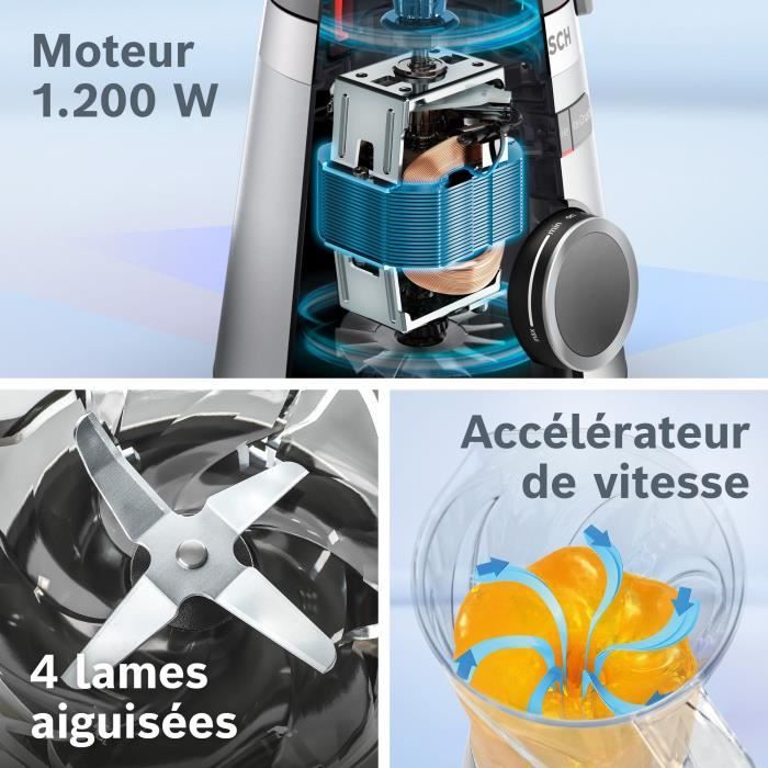 Blender sous vide 2-en-1 - BOSCH - VitaPower Série 8 MMBV625M - 1000 W - Inox / Noir