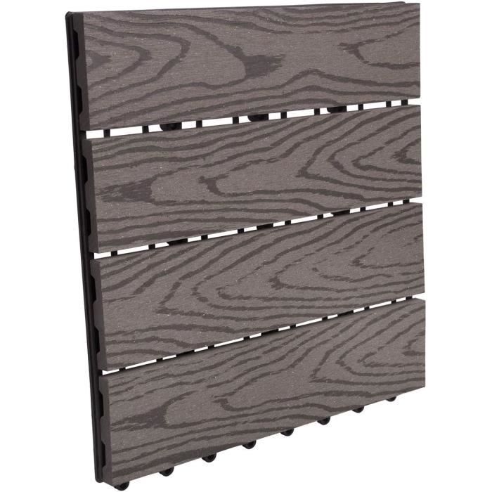 WOLTU Carrelage de sol Dalle WPC 30x30cm,pour jardin terrasse en composite bois-plastique,Café(22 pièces-2 m²)GTF002hco-2