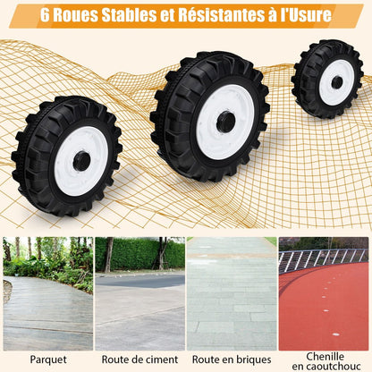12V Tracteur Électrique Enfants avec Pelle&Remorque Amovible Véhicule Électrique à 6 Roues avec Télécommande & Musique 3-6 km/h pour 3-8 Ans Jaune/Vert