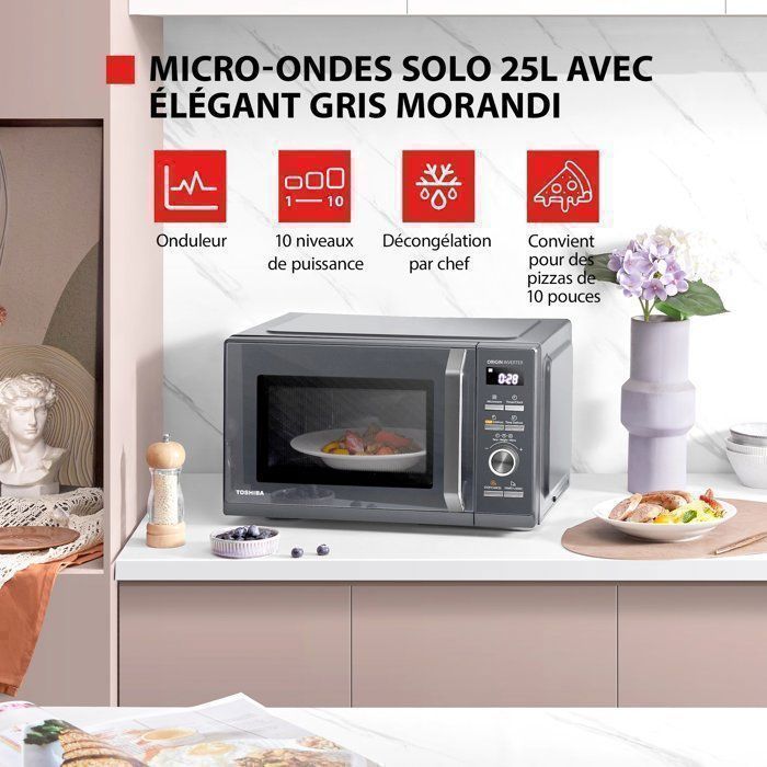 Micro-ondes combin pose libre MW3-SAC26SF(BK) 26L, 900W  Gril 1000W  Convection 2100W - Connection WiFi & Friteuse sans huile
