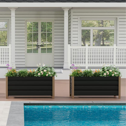 Bac de jardin surélevé en aluminium 200*80*40cm – Anti-rouille, fond ouvert, coins arrondis, Gris, 1pc