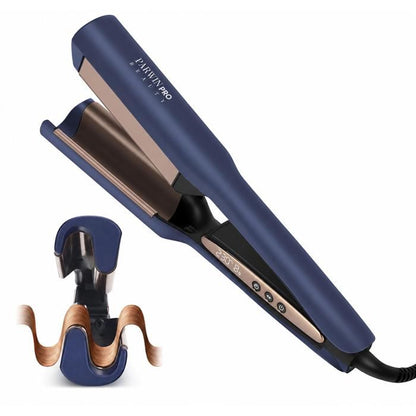 Fer à Onduler Deep Waves 25 mm Mermaid Waves, PARWIN PRO BEAUTY Fer à Boucler Double Cylindre Beach Waves, bleu de Prusse