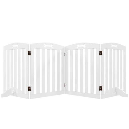 Barrière de sécurité chien - PawHut - avec pieds de support, pointes antidérapantes - 4 panneaux - 207,5 x 30 x 61 cm - blanc