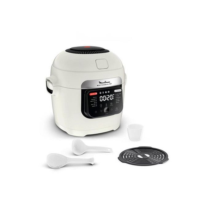 Moulinex Multicook & Fry, Multicuiseur et air fryer intégré, 12 programmes, Cuisson sur 2 niveaux, Capacité 6L, MZ730BF0