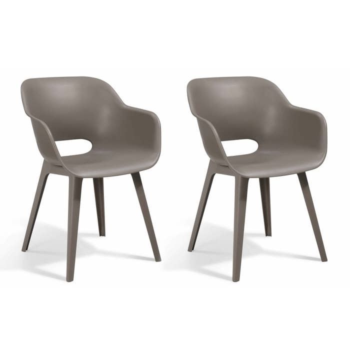 Chaises de jardin - KETER - AKOLA - Lot de 2 en résine - Gris olive - Dossier ergonomique