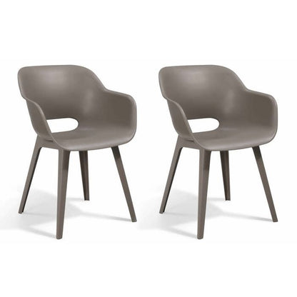 Chaises de jardin - KETER - AKOLA - Lot de 2 en résine - Gris olive - Dossier ergonomique