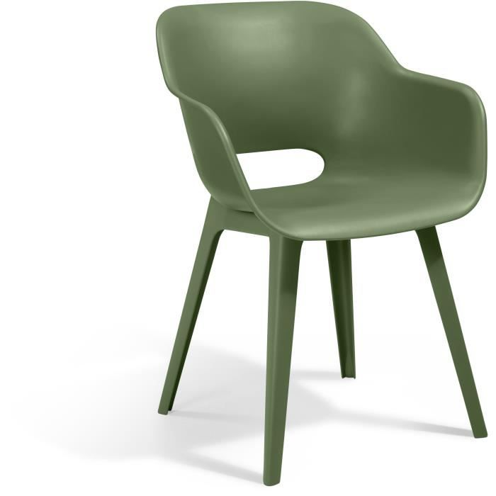 Chaises de jardin - KETER - AKOLA - Lot de 2 en résine - Gris olive - Dossier ergonomique