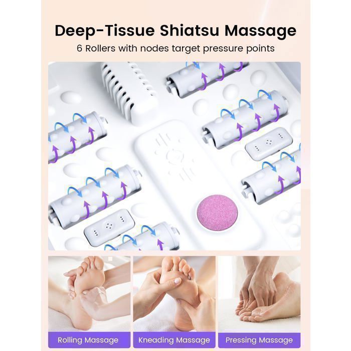 Bain de Pieds Massage pliant ALLJOY, température constante, Écran tactile, Masseur de Pieds Pliable avec Bulles