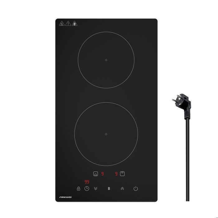 Plaque Induction FIREGAS 60 cm – 3 Foyers, 7400 W, Chauffage Rapide, Design Moderne, Haute Performance