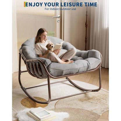 Chaise à bascule pour l'intérieur avec coussin rembourré ,Chaise à bascule en forme d'œuf pour salon, véranda, jardin, terrasse