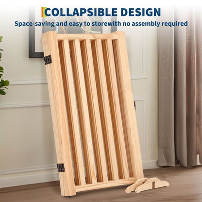 Barrière pour chien autoportante en bois massif, 4 panneaux pliables, tapis antidérapants, Sans peinture, 203*1.8*90 cm