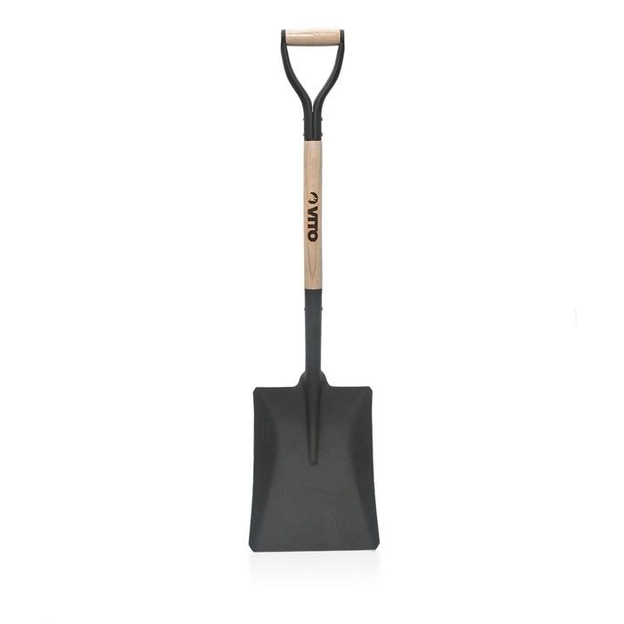 Pack 4 outils de jardin Acier Manche en Bois Fourche + Pelle carrée + Pelle ronde + Bêche VITO